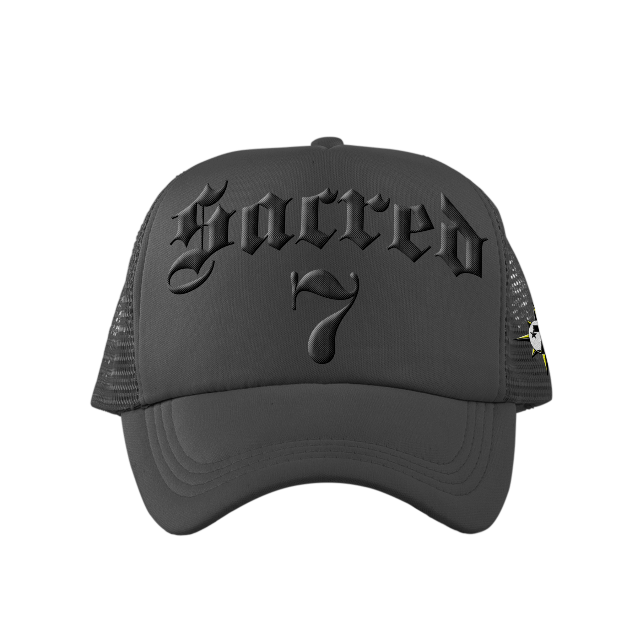 Sacred 7 Embroidered Trucker - Charcoal Grey