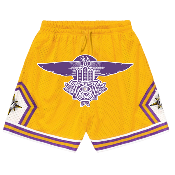 Sacred 7 Mesh Shorts - Purple & Gold